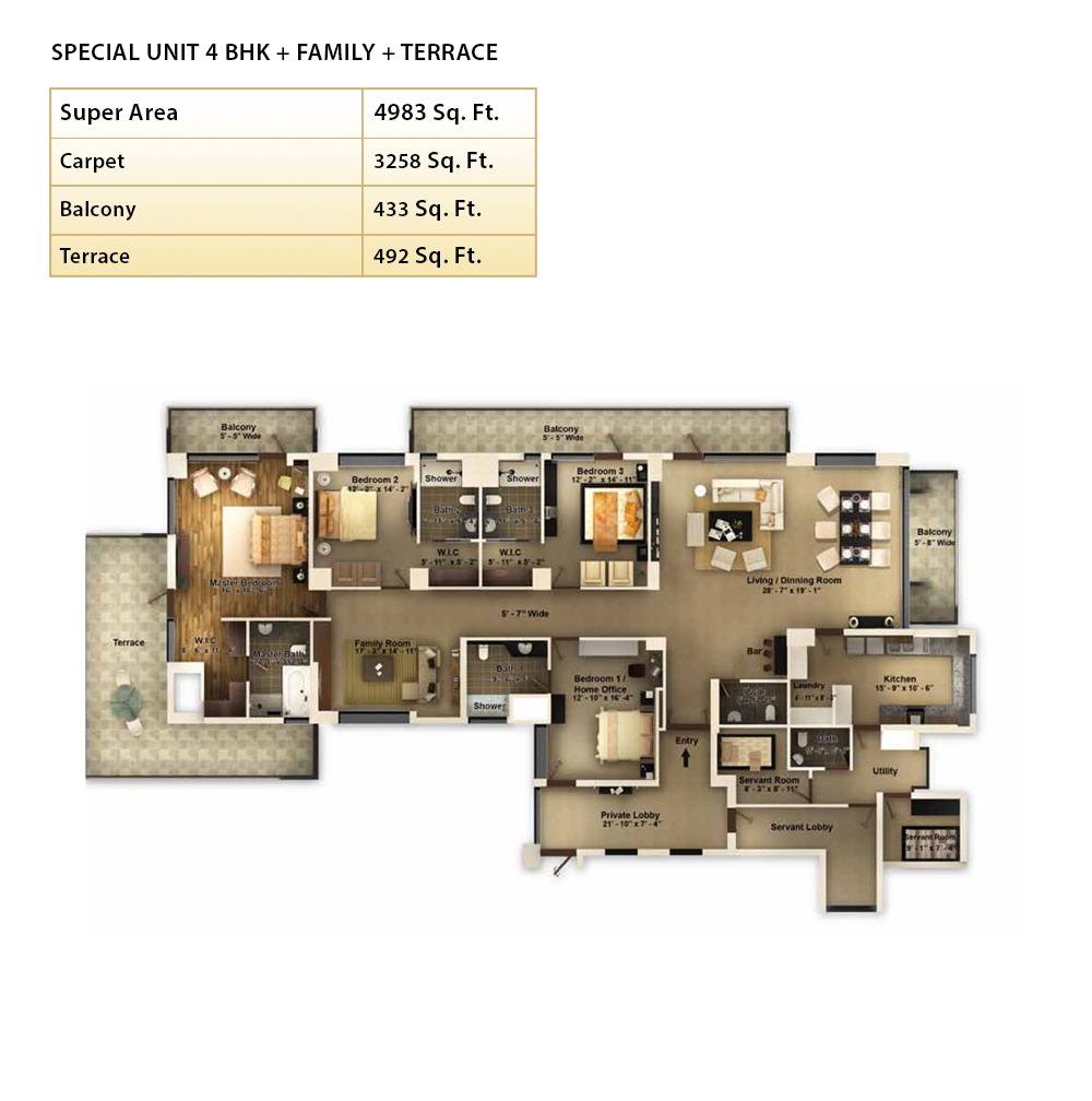 4BHK+Family lounge+Terrace Tower-A,B,C